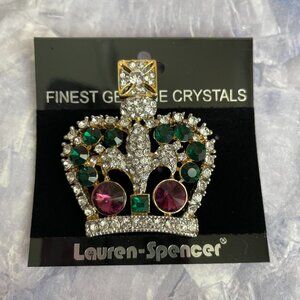 Vintage Rhinestone Pave Crown Statement Brooch NEW